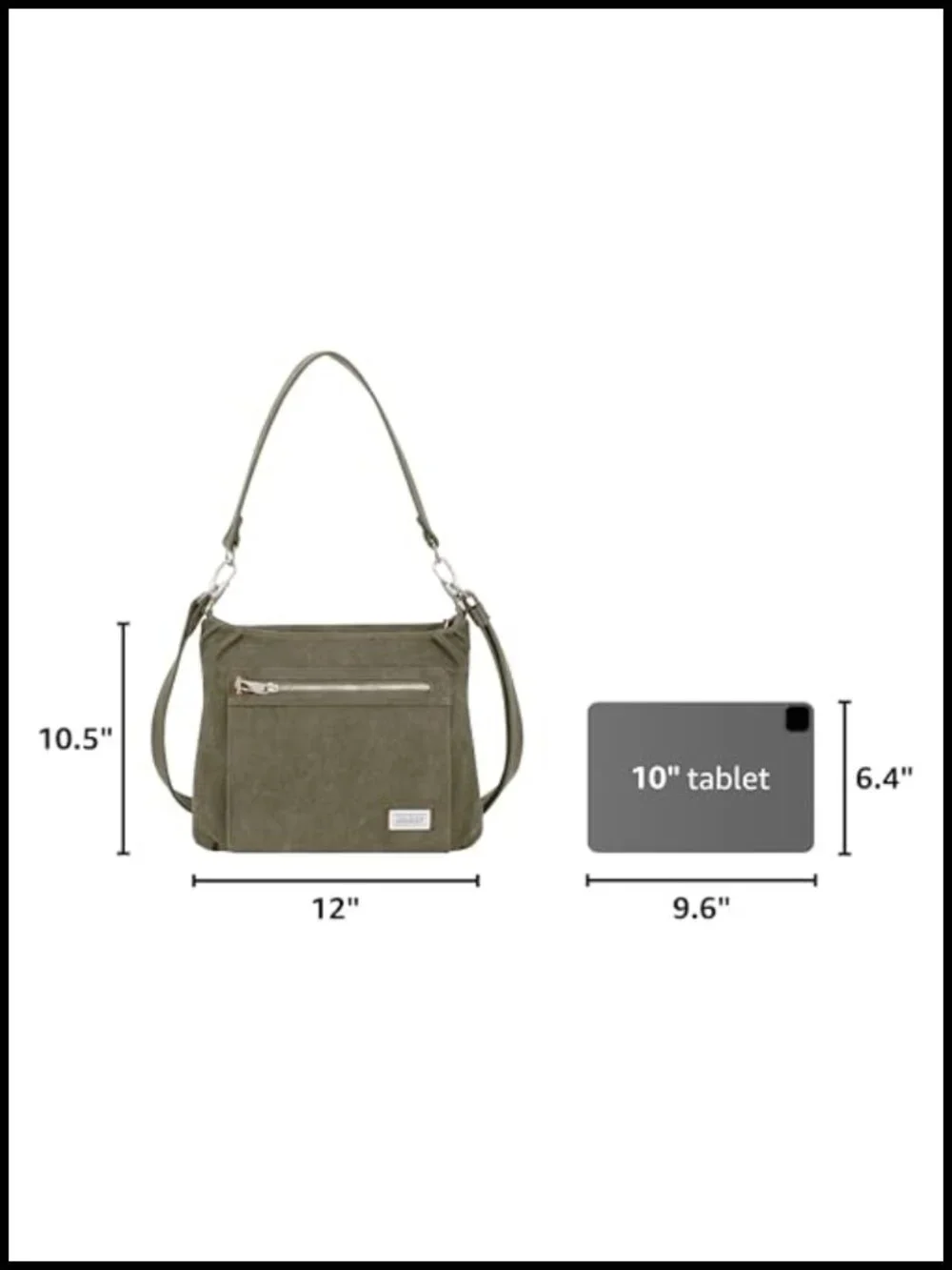 Anti-Theft Hobo Bag Cotton Poly Canvas Full-Grain Suede Trim Travel